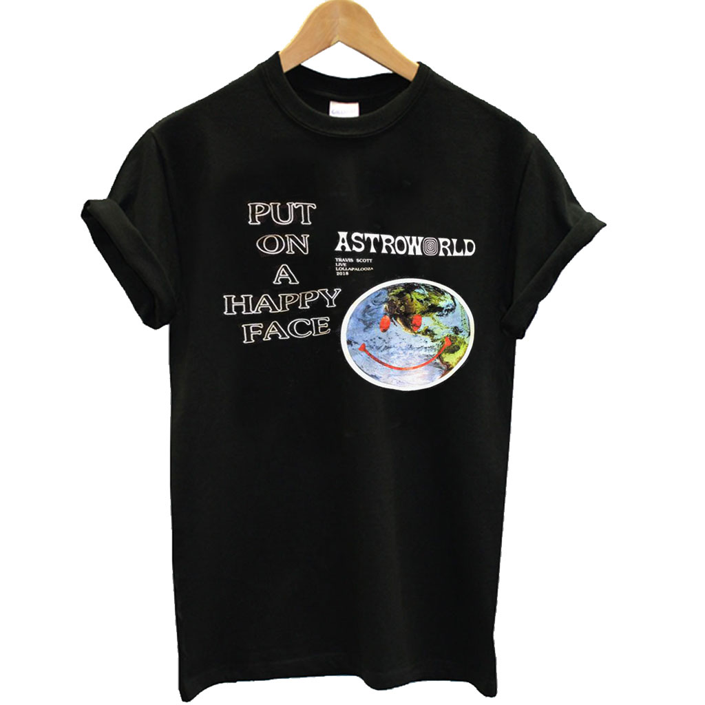 Travis Scott Astroworld Happy Smiley Face T-Shirt Cheap