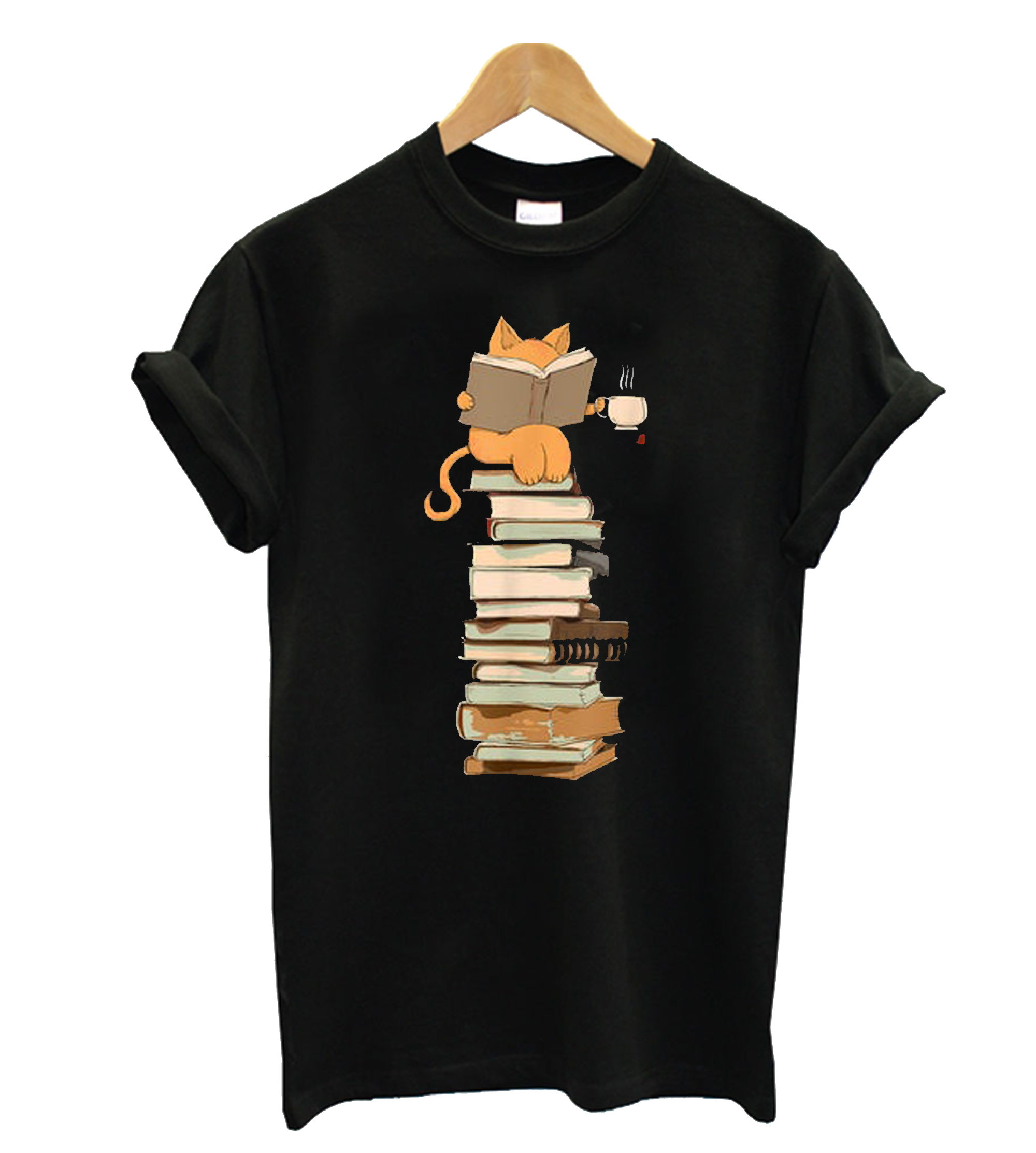 cats books and tea shirt